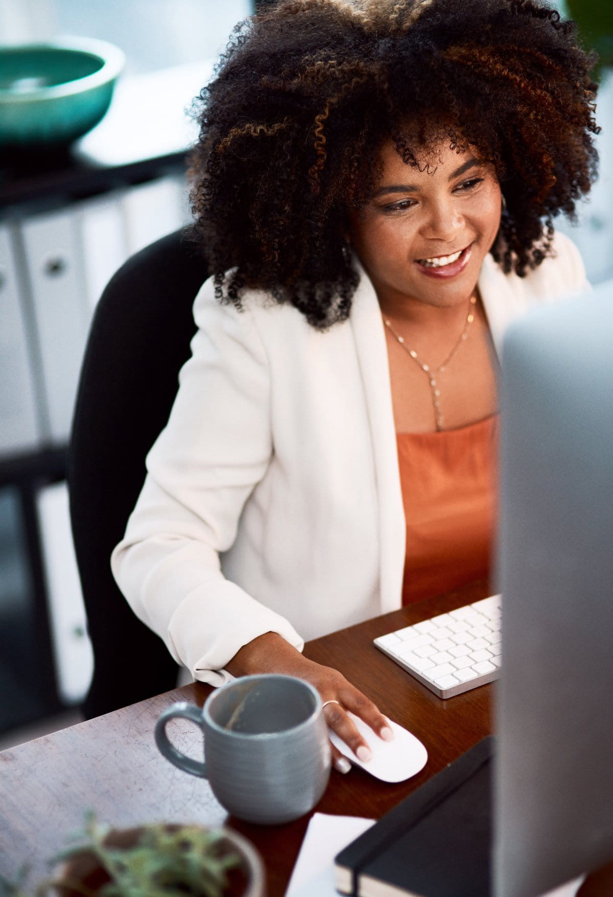 Office worker in structured environment representing best jobs for people with autism and low-stress roles